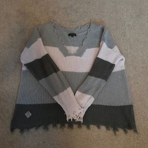 distressed vneck sweater